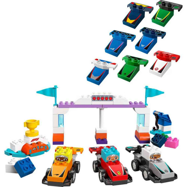 LEGO DUPLO TOWN F1 TEAM RACE CARS  AND  DRIVERS 