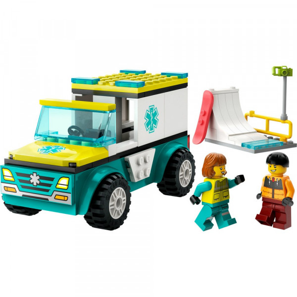 LEGO CITY GREAT VEHICLES EMERGENCY AMBULANCE AND SNOWBOARDER 