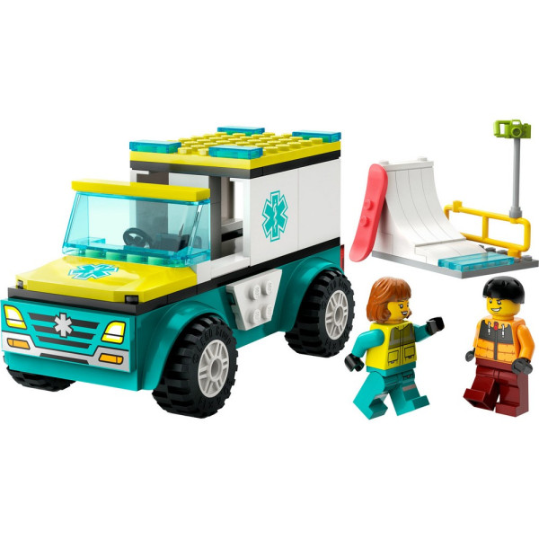 LEGO CITY GREAT VEHICLES EMERGENCY AMBULANCE AND SNOWBOARDER 