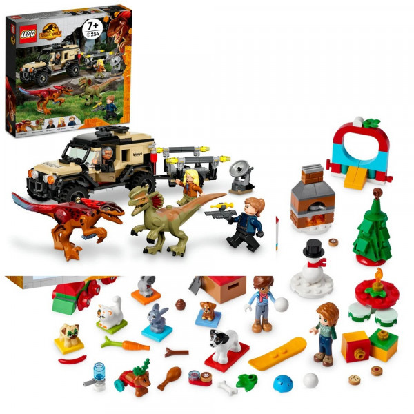 LEGO JURASSIC WORLD PYRORAPTOR AND DILOPHOSAURUS TRANSPORT 