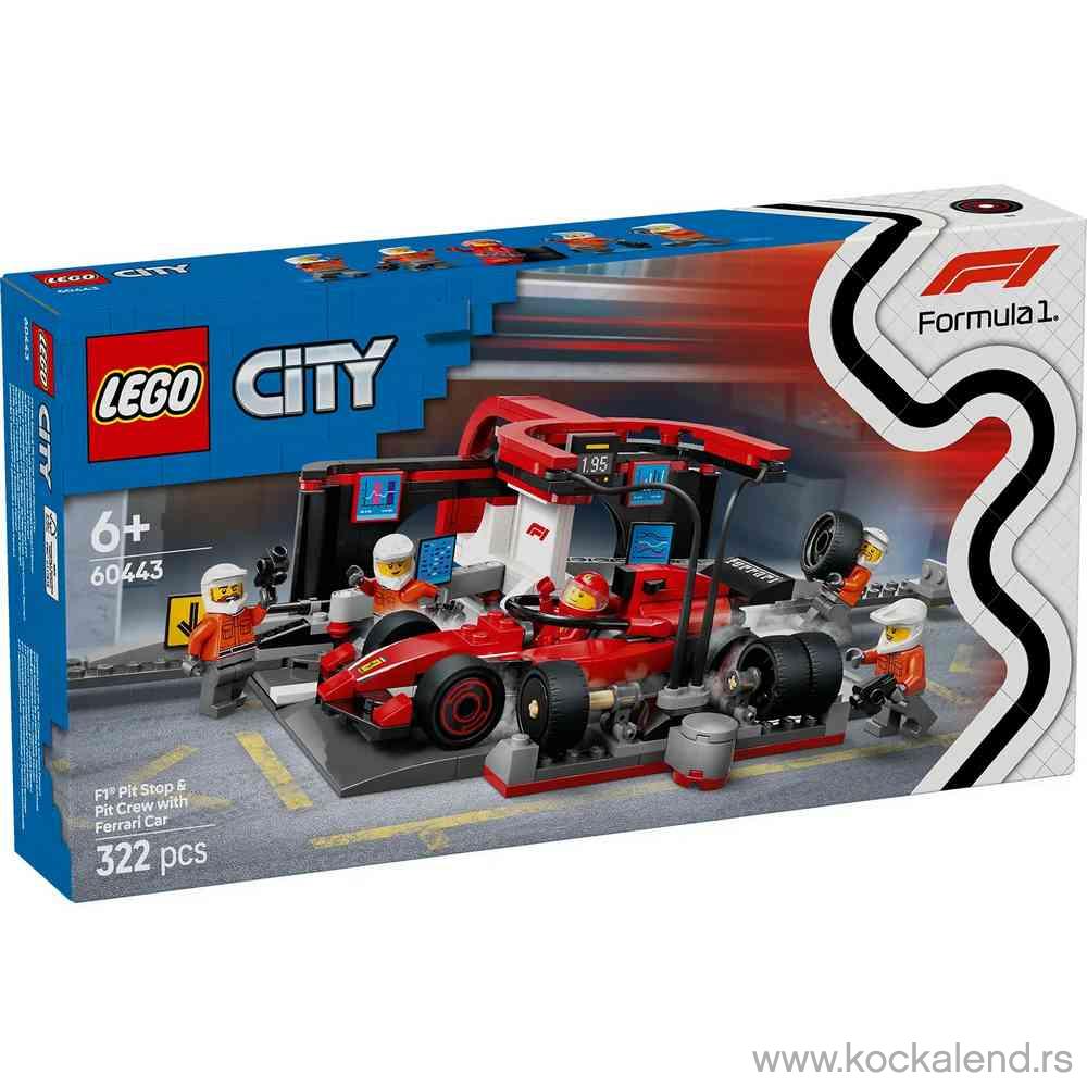 LEGO CITY F1 PIT STOP  AND  PIT CREW WITH FERRARI CAR 