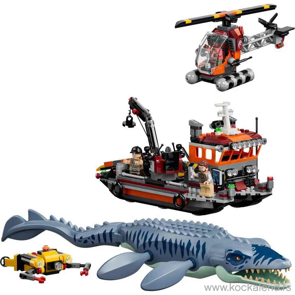LEGO JURASSIC WORLD MOSASAURUS DINOSAUR BOAT ATTACK 