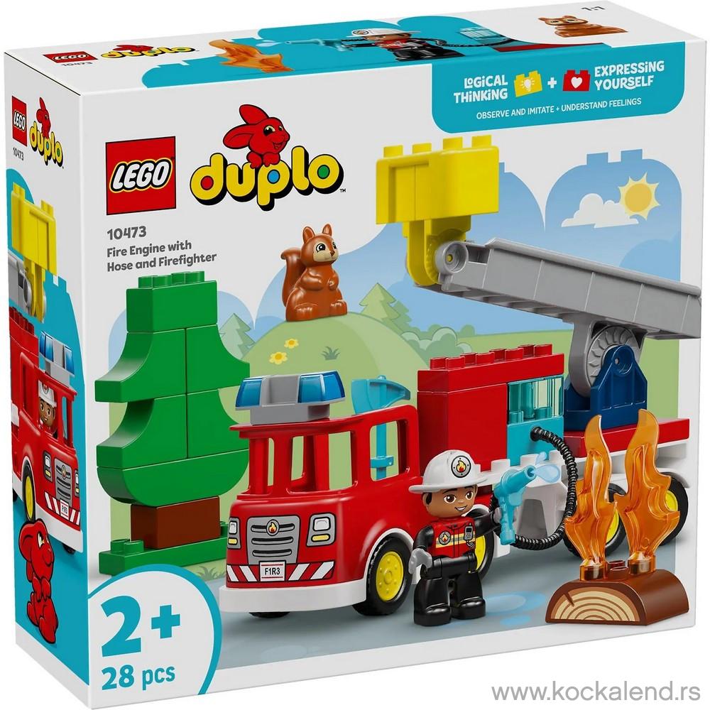 LEGO DUPLO FIRE TRUCK WITH HOSE AND FIRE 