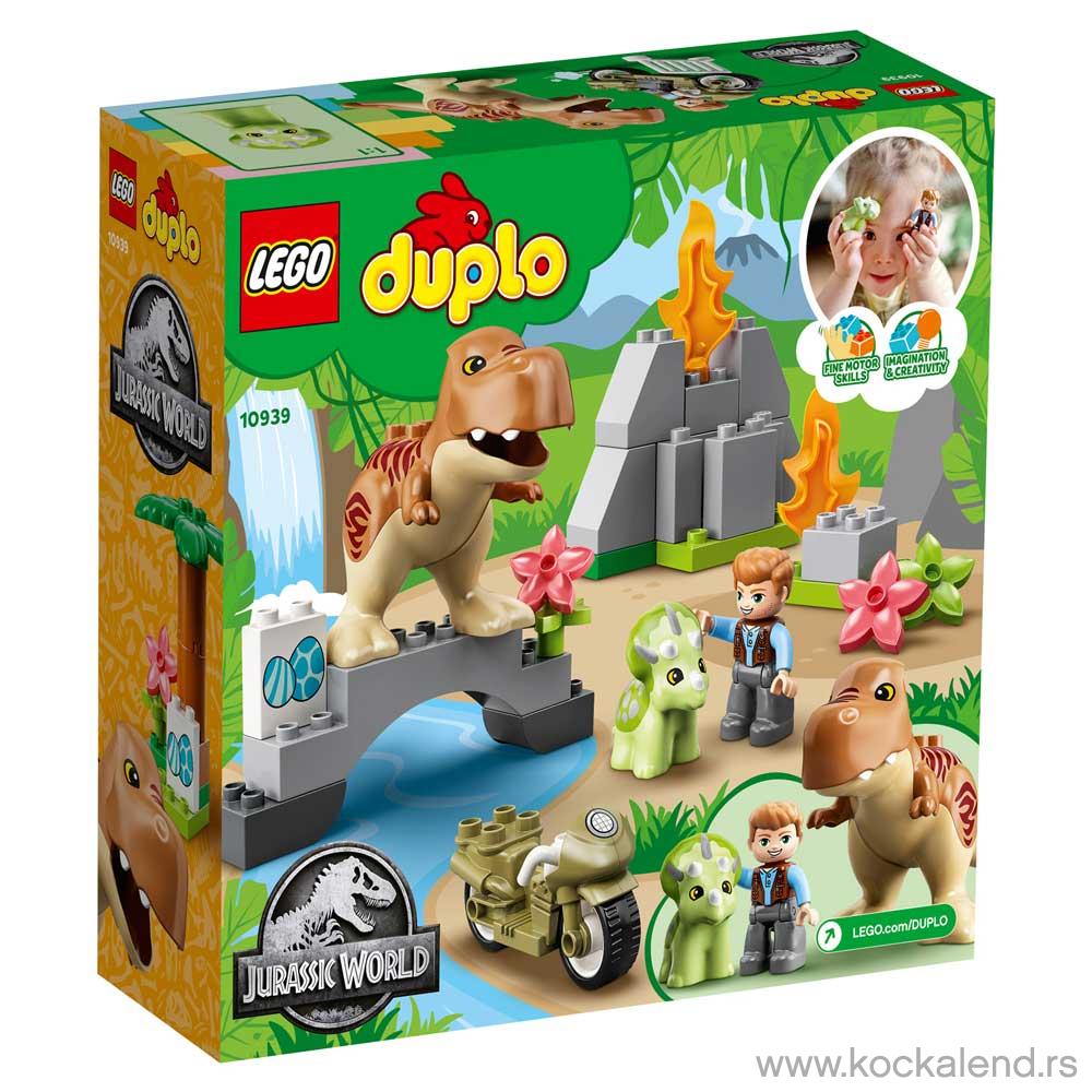 LEGO DUPLO JURASSIC WORLD T. REX AND TRICERATOPS DINOSAUR BREAKOUT 