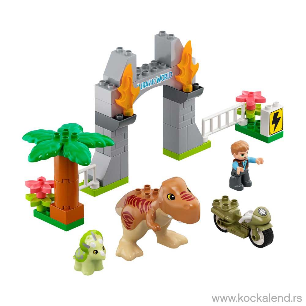 LEGO DUPLO JURASSIC WORLD T. REX AND TRICERATOPS DINOSAUR BREAKOUT 