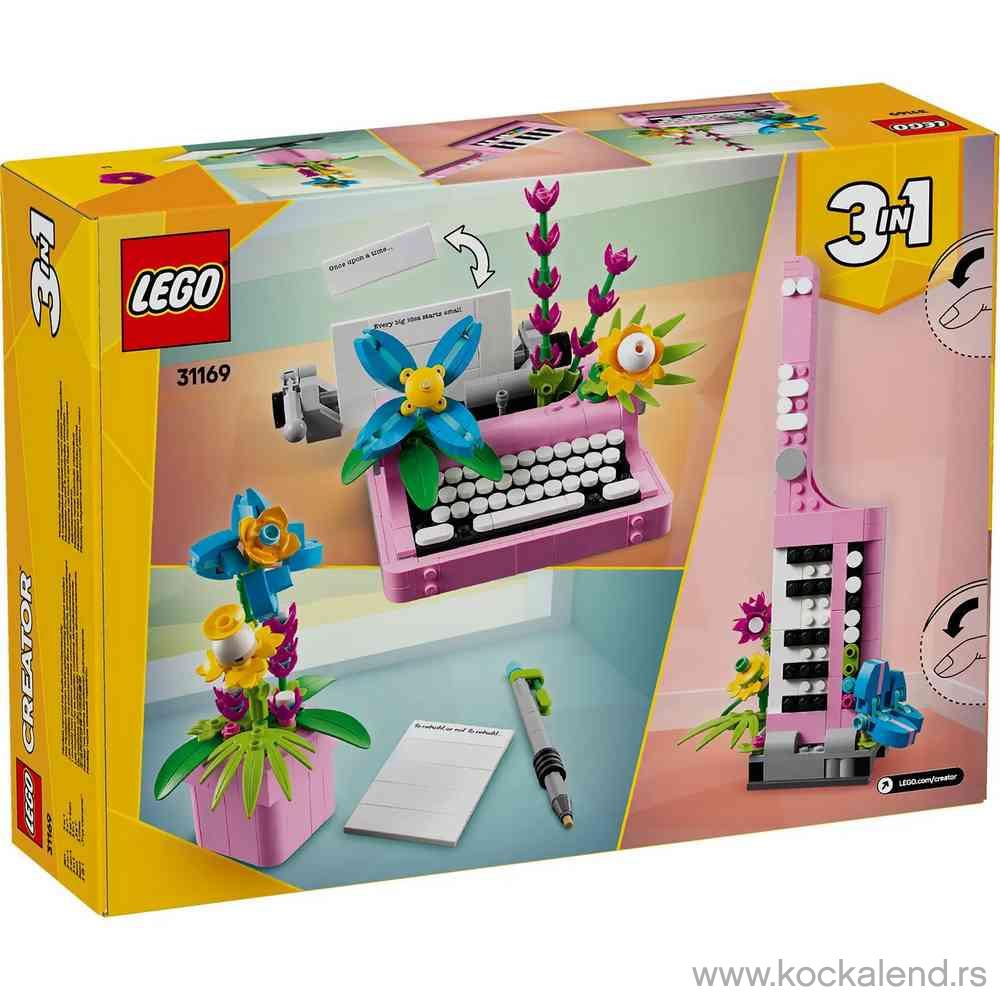 LEGO CREATOR TYPEWRITER WITH FLOWERS
