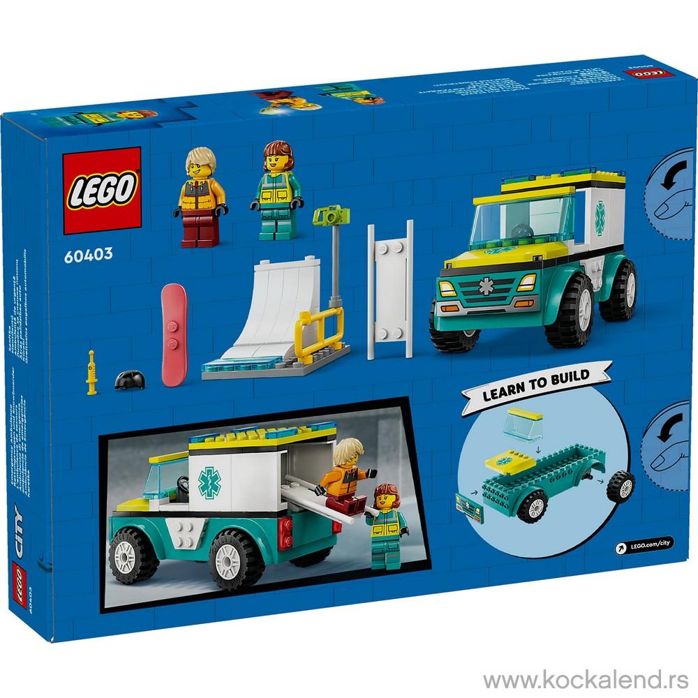 LEGO CITY GREAT VEHICLES EMERGENCY AMBULANCE AND SNOWBOARDER 