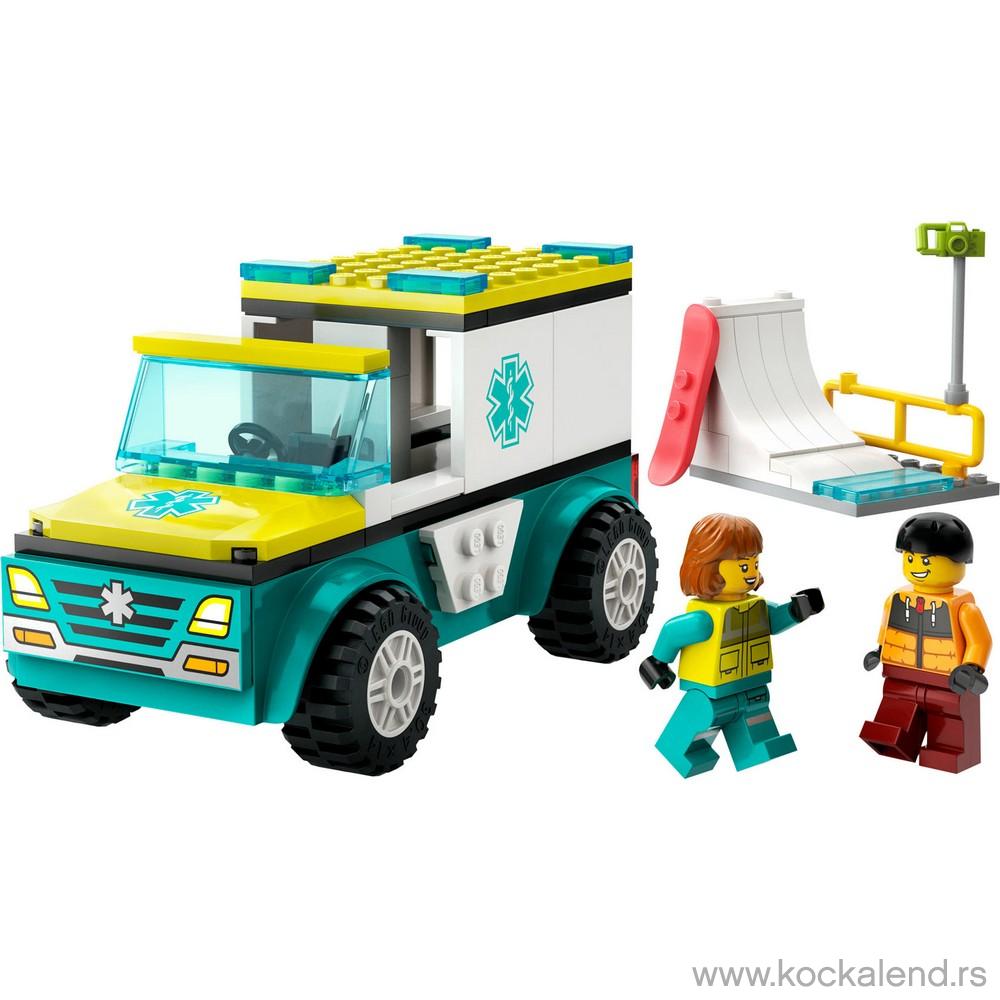 LEGO CITY GREAT VEHICLES EMERGENCY AMBULANCE AND SNOWBOARDER 