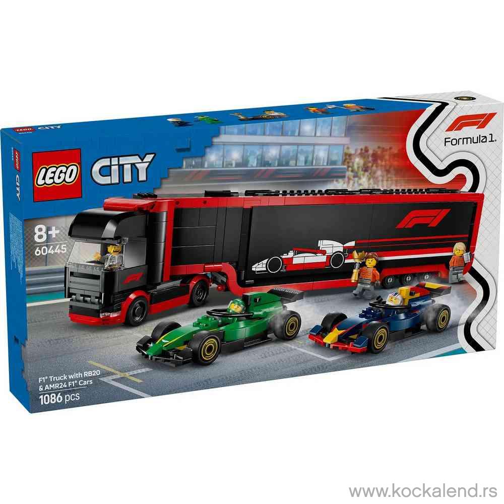 LEGO CITY F1 TRUCK WITH RB20  AND  AMR24 F1 CARS 